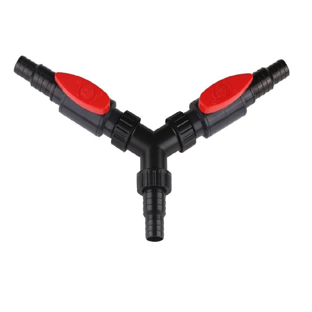 AquaOne Connettore A Y Per Tubi CST-01F – 20/25 Mm Con 2 Rubinetti, Per Acquari E Laghetti