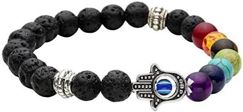 Yutii Spiritual Collection Unisex 7 Chakra Evil Eye Black Healing Energy Bracelet