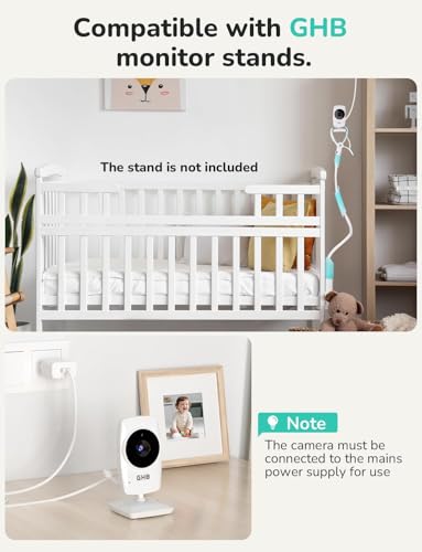 GHB Baby Monitor with Camera and Night Vision, 3.2 Inch Screen, 2-Way Audio, Temperature Sensor, 2X Zoom, Lullabies, Feeding Reminder, ECO Mode - Image 8