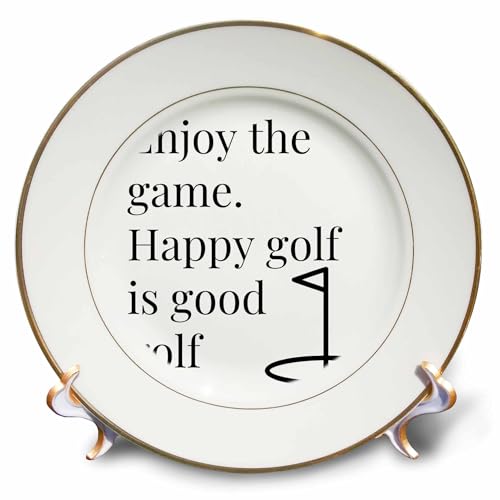3dRose 8 inch Porcelain Plate - Text of Enjoy The Game Happy Golf is Good Golf Mary Aikeen- Sports