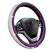 New Diamond Leather Steering Wheel Cover with Bling Bling Crystal Rhinestones, Universal Fit 15 Inch Car Wheel Protector for Women Girls Purple