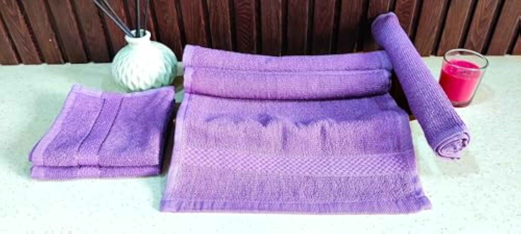 Small Cotton Face Towels Set of 18, Purple