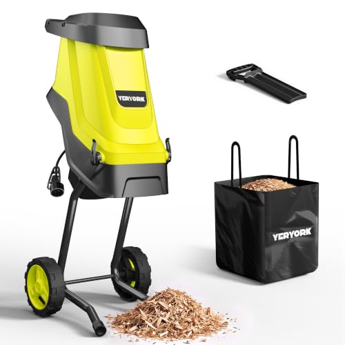 Image of 15-Amp Wood Chipper, 21:1 Reduction Electric Wood Chipper & Shredder, 1.8 inch Cutting Capacity with 48L Collection Bag, Powerful Mulcher for Composting Branches & Yard Waste(Fluorescent Green)