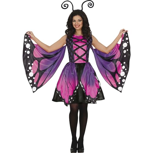 Costume de papillon violet pour femme avec robe et ailes de fête