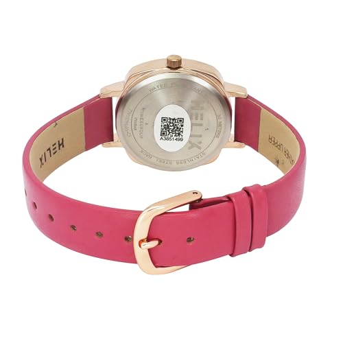 Image of Helix By Timex Red /Pink Square Analog Watches for Women | Quartz Movement Leather Strap Ladies Watches | Upto 30 m Water Resistance with Buckle Closure | Gift for Women TW057HL01