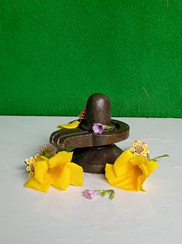 Image of Akhand Shivling Natural & Original Narmada Stone Shivling, Narmadeshwar 4 x 4 Inch for Worship at Home (Grey)