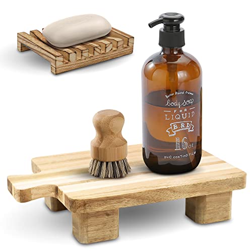Decorative Wood Riser Pedestal Stand For Display And A Small Wood Soap Tray For Kitchen And Bathroom Counter. Handmade Wood Pedestal Stand And Kitchen Soap Tray With A Rustic Farmhouse Appearance. #TOP27