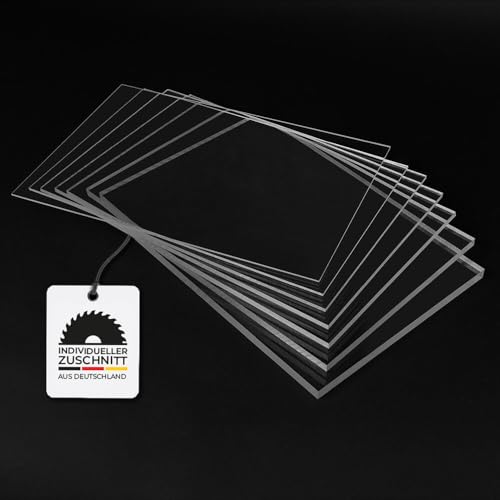 HausFux Acrylglasplatten – Zuschnitt nach Maß – Transparent – 2–10 mm stark – XT – UV-beständig, bruchsicher, glasklar (2 mm - XT, Transparent, 10 x 10 cm)