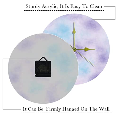 Horloge murale décorative tie dye colorée pour bureau et maison créative