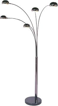 Mushroom 5 Light Arc Floor Lamp - Black Nickel, Dimmer switch, Marble base