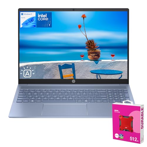 HP Pavilion 16t-af000 Daily Laptop, 16 FHD+ Touchscreen, 10-Core Intel Core 7 150U, 32GB RAM, 1TB SSD, Wi-Fi 6, Backlit Keyboard, HDMI, Windows 11 Home, Blue, with ADATA 512GB External SSD Bundle