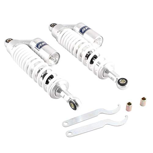 Mallofusa 13.5 Inch 340mm Pair Motorcycle Shock Absorbers Air Rear Suspension Universal Compatible for Honda Suzuki Yamaha Kawasaki White