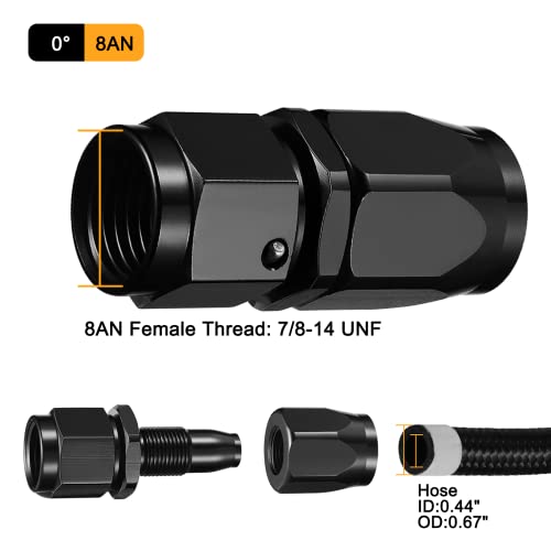 SYKRSS 8AN Straight Swivel Hose End Fitting Aluminum Seal AN Hose End Fitting for Braided Fuel Line — view 3