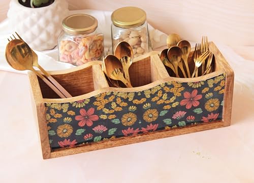 Image of Monstera Hut - Wooden Cutlery Holder| Spoon Stand For Kitchen | Utensil Holder for Kitchen Counter | Wooden Storage Organiser (30 *10*10 cm)
