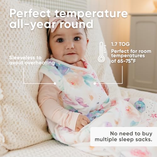 Image of Copper Pearl Baby Sleep Sack, Bloom - Wearable Blanket for 0-6 Months, Sleeveless Sleep Sack for Baby Boy or Girl