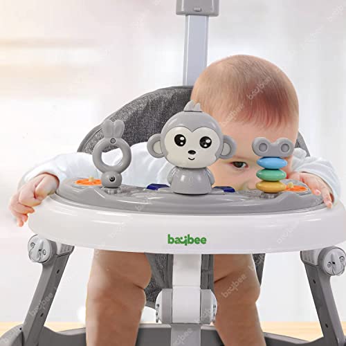 Image of Baybee Drono Pro Baby Walker for Kids with Push Handle, 4-Level Height Adjustment, Musical Toy Bar| Round Activity Walker for Babies 6-18 Months (Grey)
