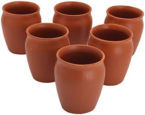 Odishabazaar Ceramic Kulhar Cups Traditional Indian Chai Tea Cup Set of 4
