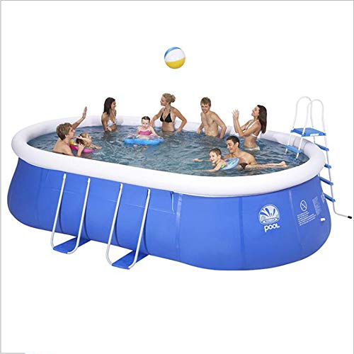 ZHKGANG Swimming Pool Outdoor Bracket Thickening Children's Adult Paddling Pool Large Oval Private Pool Summer Environmental Protection,Blue-310 * 200 * 80cm