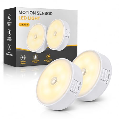 Image of Motion Sensor LED Light Sensor Light for Home Indoor With Rechargeable Battery, Wireless Lights for Wall and Cabinet Light for Wardrobe Light Kitchen Cupboard and Hallway Use (2, White, Medium)