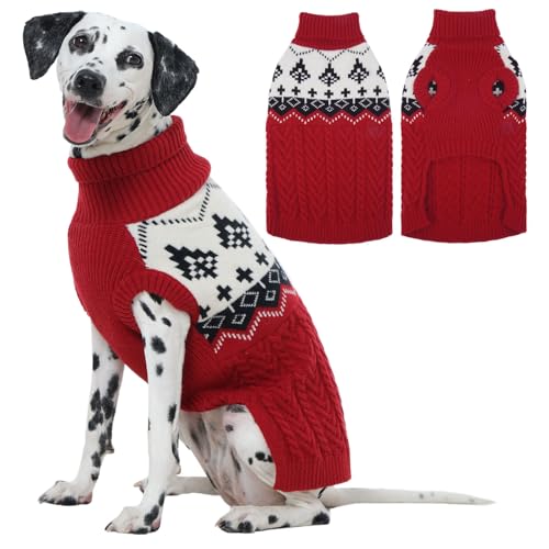 XL Christmas Dog Sweater for Medium Large Dogs, New Year Red Dog Sweaters, Winter Warm Pet Knitwear Thick, Sleeveless Easy On Pullover Holiday Xmas Outfits for Christmas Family Photo, Red XL