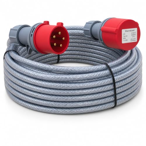 Image of 16 Amp 5 Pin 10m 415V Three Phase Extension Lead - CE Red - 2.5mm² Heavy Duty Industrial Steel Armoured Cable 3 Phase (10 Metre)
