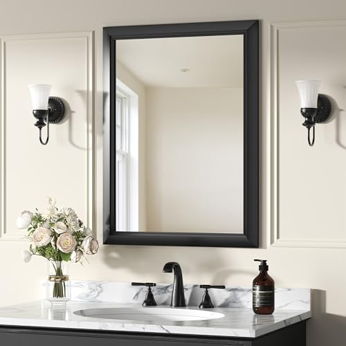 Image of 22x30 Inch Black Framed Bathroom Mirrors for Over Sink