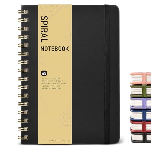 Dotted Spiral Journal Notebook, A5 Hardcover Spiral Journals for Women