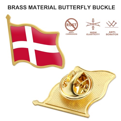 Image of 12 /24 /50 /100Pcs Official Denmark Flag Pins Bulk - Metal Danish Dane National Lapel Pin