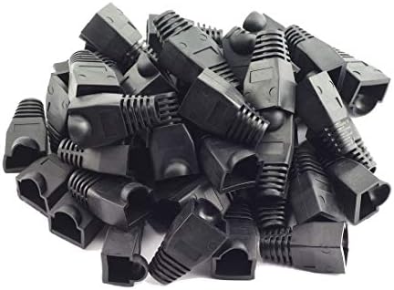 Saim 100 Pcs RJ45 Connector Ethernet Cable Color Coded Strain Relief Boots Black