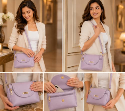 Image of J I ACCESSORIES Women's Stylish Crossbody Sling Bag - Elegant PU Leather Small Shoulder Purse with Adjustable Strap - Casual & Travel Handbag