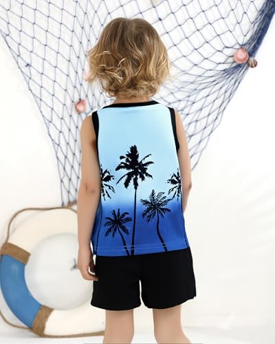 Image of NZRVAWS Toddler Baby Boy Summer Clothes 2Pcs Shorts Set Sleeveless Tank Tops Hawaiian T-Shirt Cute Boys Clothing Set