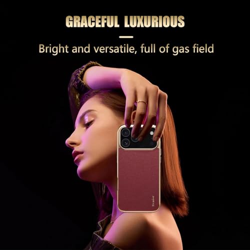 Coque iPhone 17 Pro Max cuir véritable antichoc élégante marron or