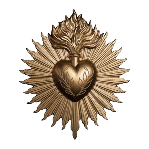 MagiDeal Plaque Murale Des Sacrés-cœurs, Ornement de Sacrement, Statue Gothique de Maison D'art, Sculpture Murale Suspendue pour Porche D'hôtel, Entrée de Mais, doré