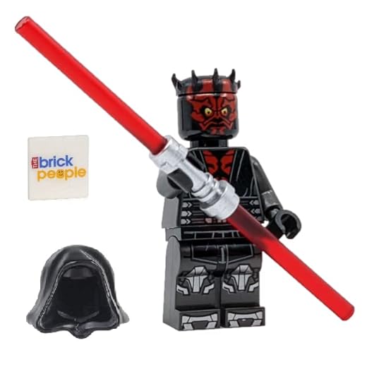 LEGO Star Wars Figurine Dark Maul avec armure argentée métallisée, capuche, cape et double sabre laser