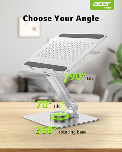 Image of acer Adjustable Laptop Stand for Desk, Laptop Riser with 360 Rotating Base, Ergonomic Foldable Computer Holder Compatible with MacBook Pro Air, Tablet, All Notebooks 10-16 inch