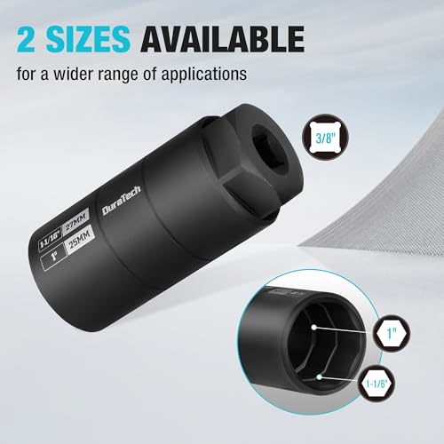 Image of DURATECH 7PCS O2 Oxygen Sensor & Oil Pressure Socket Set, 1 /2 inch 3 /8 inch Drive x 22mm (7 /8 inch) 27mm 29mm Oxygen Socket Wrench, O2 Sensor Remover Removal Tool