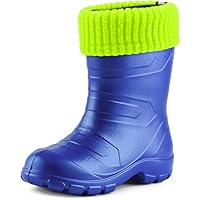 Ladeheid Children's Girl's Boy's EVA Extra Light Wellington Boots Rainy Wellies Rain Boots LA4845KIDS (Blue2727c/Yellow, 7.5 UK Child)