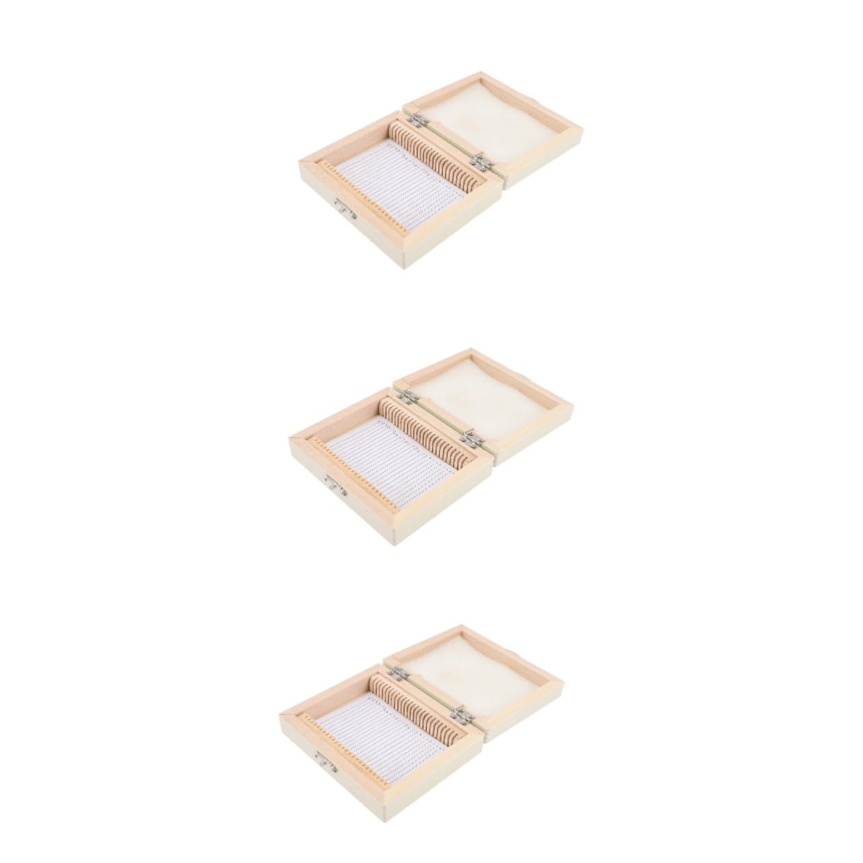 Amosfun 3Er-Packung Biologische Slice-Box mikroskopische Objektträger Gefäßwerkzeuge Bausatz Mini Korb Etuis für Mikroskop-Objektträger Mikroskop -Objektträgergehäuse Holz Beige
