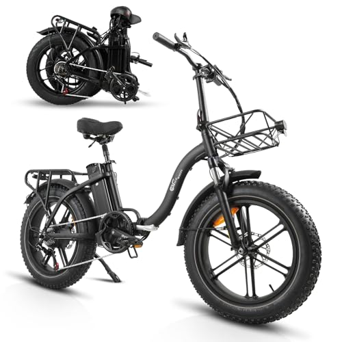 Klapprad E-Bike, E Bike Elektrofahrrad mit 48V/18Ah Große Akku, Bis zu 100KM | Hinterradmotor 48V, 65N.m | Disc Brake | E Klapprad mit Rückspiegel & Korb, Elektrofahrrad für Herren Damen (Mag)