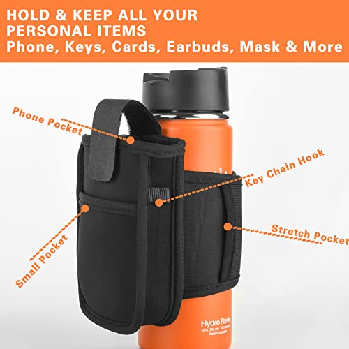Gym Water Bottle Pouch, Storage Sleeve For Reusable Gym Water Bottle Pouch, Double-Sided Storage With Secure Pockets For Walking, Running Phone Holder, Cell Phone Card Holder, Fit For 18-32 Oz Bottles #TOP3