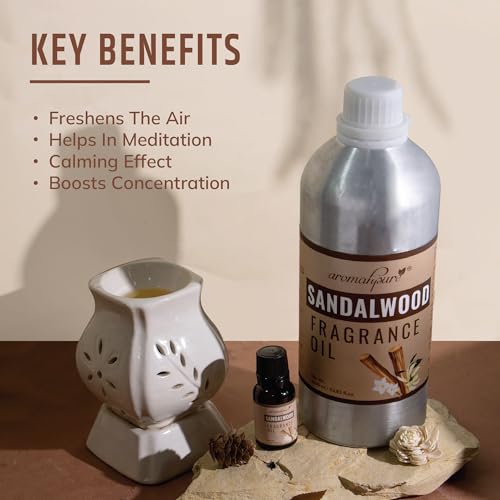 Image of Aromahpure Sandalwood Aroma Oil | 1 Liter Undiluted & Natural | Long-Lasting Scent for Aromatherapy, Candle & Soap Making, Diffusers, Room Freshener, Humidifier, Bathroom Revitalizer & Home Essentials
