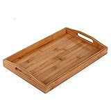 Serviertablett im Vintage-Look aus antibakteriellem Holz mit 2 Griffen.