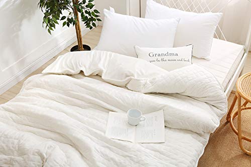 Image of F.Y.Dreams Duvet Cover for Weighted Blanket 60x80 inches with 8 Ties /Minky Square Quilted /Off-White