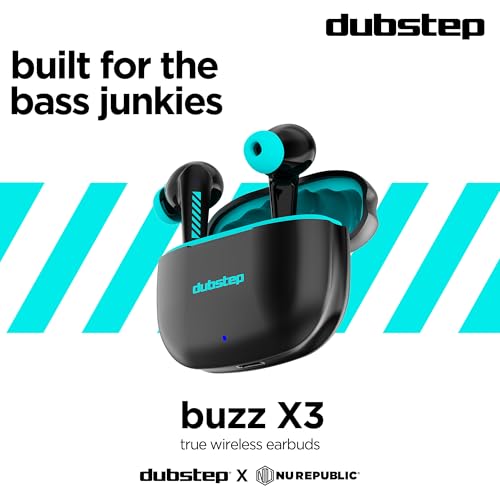 Image of Dubstep Buzz X3 in-Ear Wireless Earbuds with Upto 42 hrs Playtime, 13mm Dynamic Drivers, X-Bass Technology, ENC, Clear Calls TWS Earbuds, Bluetooth V5.3 Earphones, Type-C Fast Charging (Black /Blue)