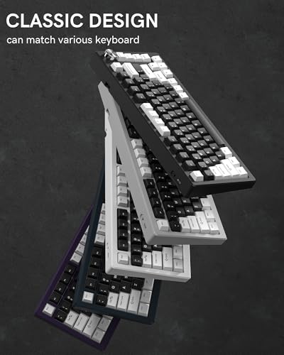 Image of Black White PBT Doubleshot Keycaps - Cherry Profile Retro, 60-108 Percent, 128 Keys Set