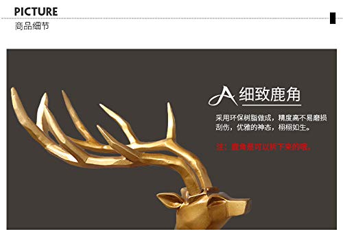 Statue de cerf dorée en résine sculptée, art de table d'exception