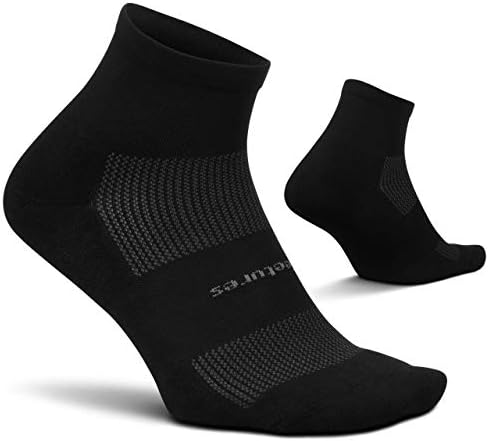 Feetures High Performance Cushion Quarter- Running Socks for Women & Men, Moisture Wicking- Large, Black
