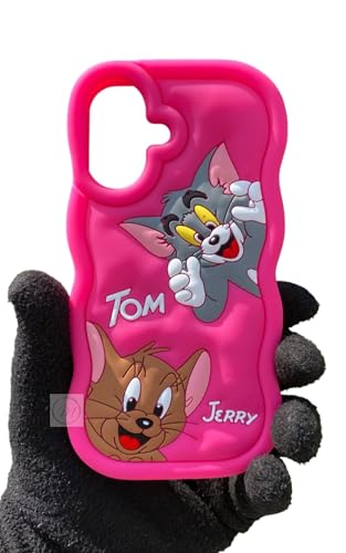 Image of MIDOS Back Cover Compatible with iPhone 16 Soft Silicone 3D Cute Cartoon Full Protective Case for iPhone 16 (Hot Pink)