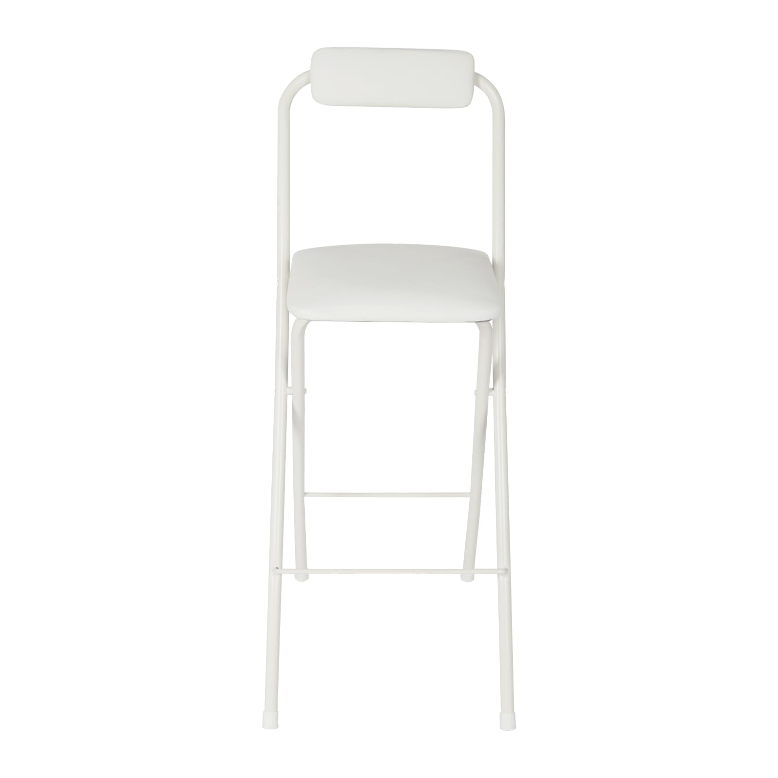 Barhocker Klappbar Gepolstert, Klappbarer Hochstuhl Erwachsene Schwarz mit Lehne und Fußstütze, Barhocker Outdoor Wetterfest für Balkonen, Büros, Bars, Speisesälen (Weiß–Quadrat Sitz,1 Stück 70cm)