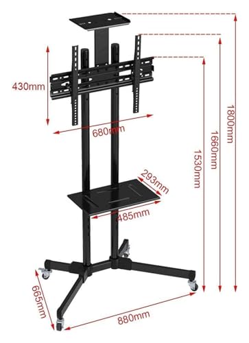 Soporte móvil para TV con estante ajustable en altura miniatura 2